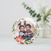 Poinsettia Wreath Carte photo de Noël (Debout devant)