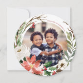 Poinsettia Wreath Carte photo de Noël (Devant)