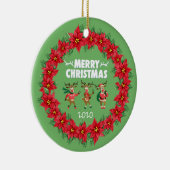 Poinsettia Wreath Dansrendierkerst Keramisch Ornament (Rechts)