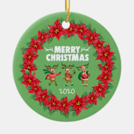 Poinsettia Wreath Dansrendierkerst Keramisch Ornament