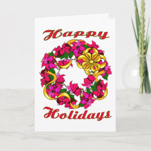 Poinsettia Wreath Greetings Kaart