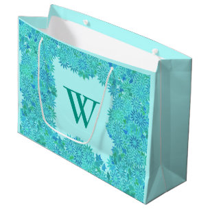 Poinsettia Wreath met Monogram, Turquoise Large Cadeauzakje
