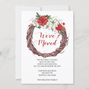Poinsettia Wreath Nous avons Déménagé Faire-part d
