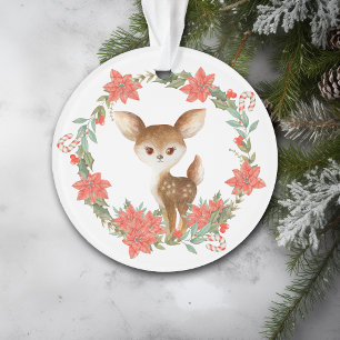 Poinsettia Wreath Sucre de canne Deer Grandgirl