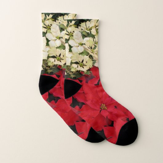 Poinsettias blanches et rouges I Holiday Floral (Paire)