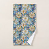 Poinsettias de Noël Blanc Bleu (Serviette à main)