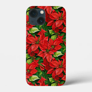 Poinsettia's en Holly Leaves iPhone 13 Mini Hoesje