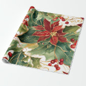 poinsettia's en huls-inpakpapier cadeaupapier (Uitgerold)