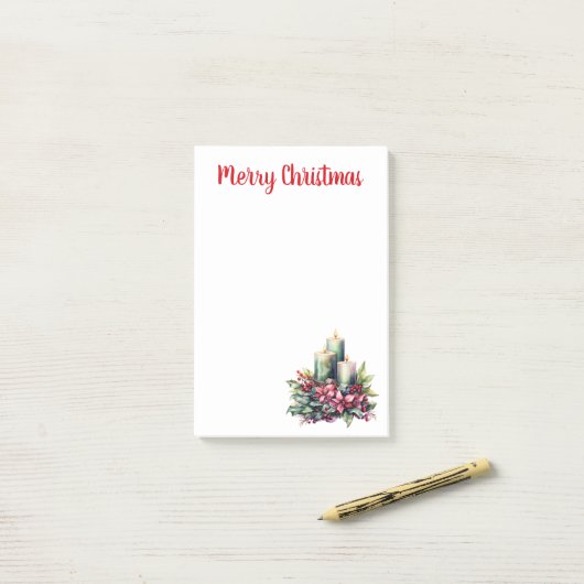 Poinsettias en kaarsen Kerstmis Post-it® Notes (Op bureau)