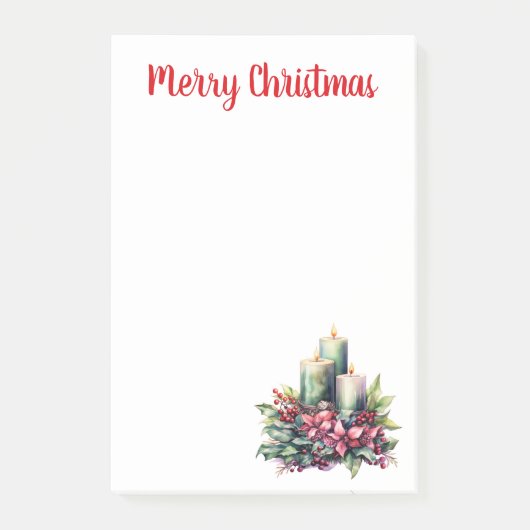 Poinsettias en kaarsen Kerstmis Post-it® Notes (Voorkant)