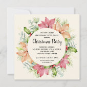 Poinsettias et Pine Wreath Invitations de Noël (Devant)