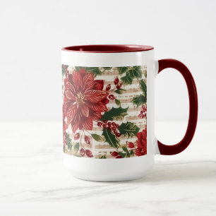 Poinsettias et tasse de Noël de musique