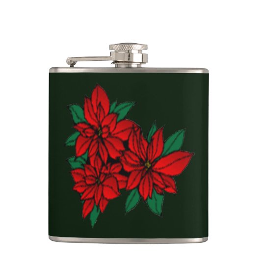 Poinsettias Flask Heupfles (Voorkant)