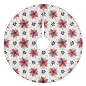 Poinsettias Fleece Tree Skirt Fleece Kerstboom Rok (Voorkant)