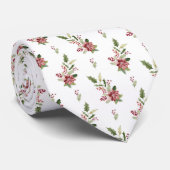 Poinsettias & Holly & Berries Stropdas (Opgerold)