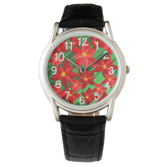 Poinsettias Horloge (Voorkant)
