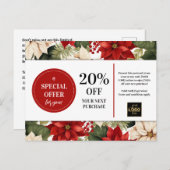 Poinsettias Kerst Aangepaste Coupon Korting Briefkaart (Voorkant / Achterkant)