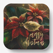 Poinsettias Kerstvakantie Papieren Bordje (Voorkant)