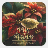 Poinsettias Kerstvakantie Vierkante Sticker (Voorkant)