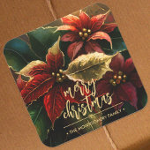 Poinsettias Kerstvakantie Vierkante Sticker