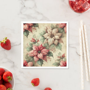 Poinsettias op Linnen Decoupage servetten