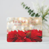 Poinsettias rouges avec Golden Bokeh Noël Merci (Debout devant)