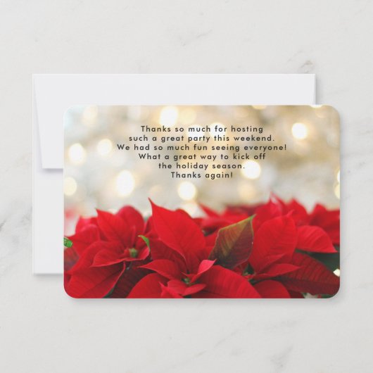 Poinsettias rouges avec Golden Bokeh Noël Merci (Dos)