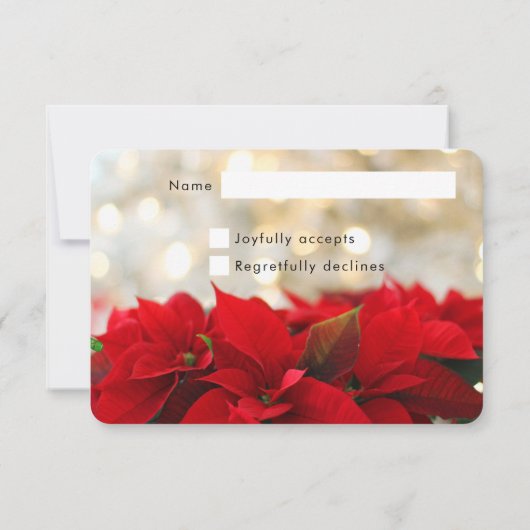 Poinsettias rouges avec Golden Bokeh Noël RSVP (Dos)