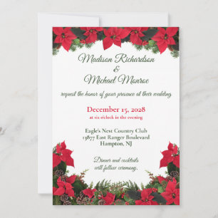 Poinsettias rouges & Faire-part de mariage verdoya