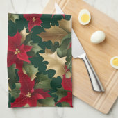poinsettias serviette de cuisine (Quart Plié)