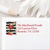 Poinsettias sur Étiquette de adresse noir, blanc (En situation)