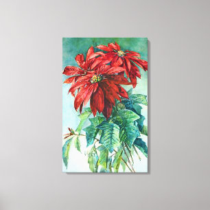 Poinsettias Vintage Art Enveloppé Toile