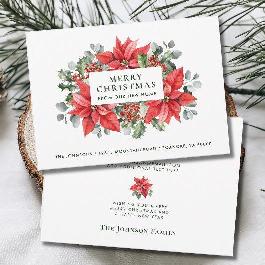 Poinsettias Vrolijk kerstfeest van New Home Aankondiging