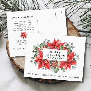 Poinsettias Vrolijk kerstfeest van New Home Aankondigingskaart