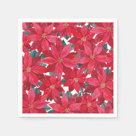 Poinsettias Winter Shelter Round Pouf Servet