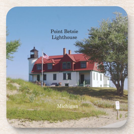 Point Betsie Lighthouse set van 6 plastic onderzet Bier Onderzetter (Voorkant)