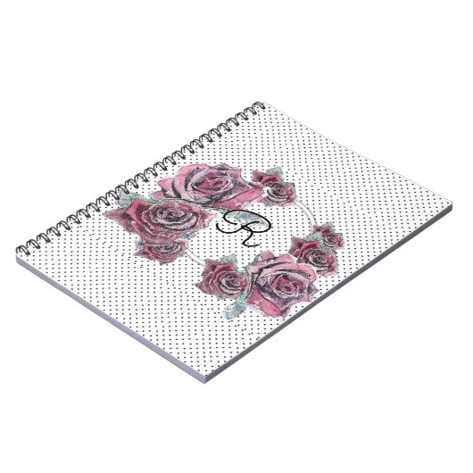 Point d'aquarelle rose rouge femmes Carnet initial (Côté gauche)