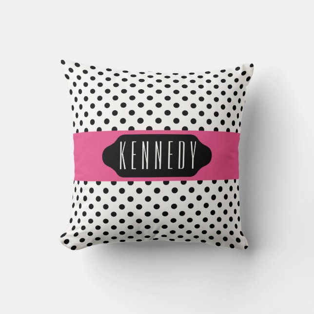 Point de polka noir et coussin fait sur commande (Recto)