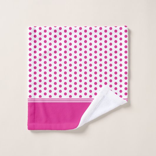 Point de polka rose chaud (Gant de toilette)