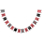 Point de polka rouge et drapeau rayé noir (Tout)