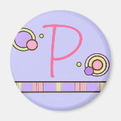 Point et rayures Magnet monogramme - violet (Devant)