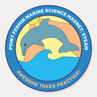 Point Fermin Elementary School Motto Dolphin Ronde Sticker