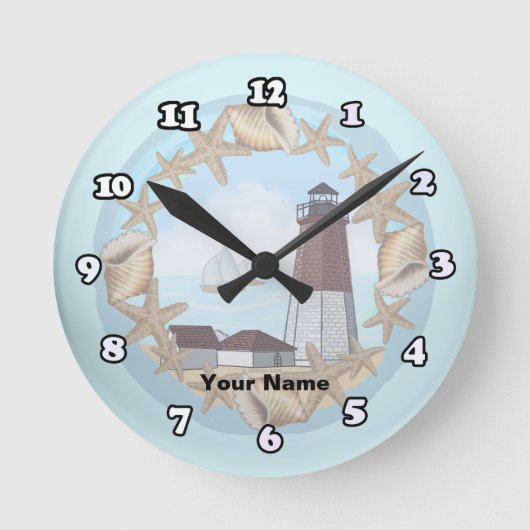 Point Judith Lighthouse Clock Ronde Klok (Voorkant)