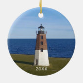 Point Judith Narragansett Lighthouse Keramisch Ornament (Achterkant)