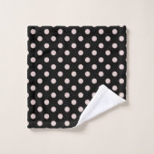 Point noir & blanc rose clair Pois (Gant de toilette)