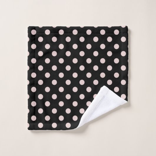 Point noir & blanc rose clair Pois (Gant de toilette)