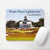 Point Pinos Lighthouse, Californië Mousepad Muismat (Met muis)