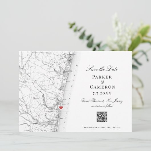 Point Pleasant New Jersey Kaart Elegant Bruiloft (Staand voorkant)