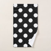 Point Polka blanc sur le Motif noir (Serviette à main)