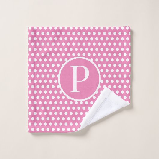 Point Polka de la lettre initiale personnalisée (Gant de toilette)